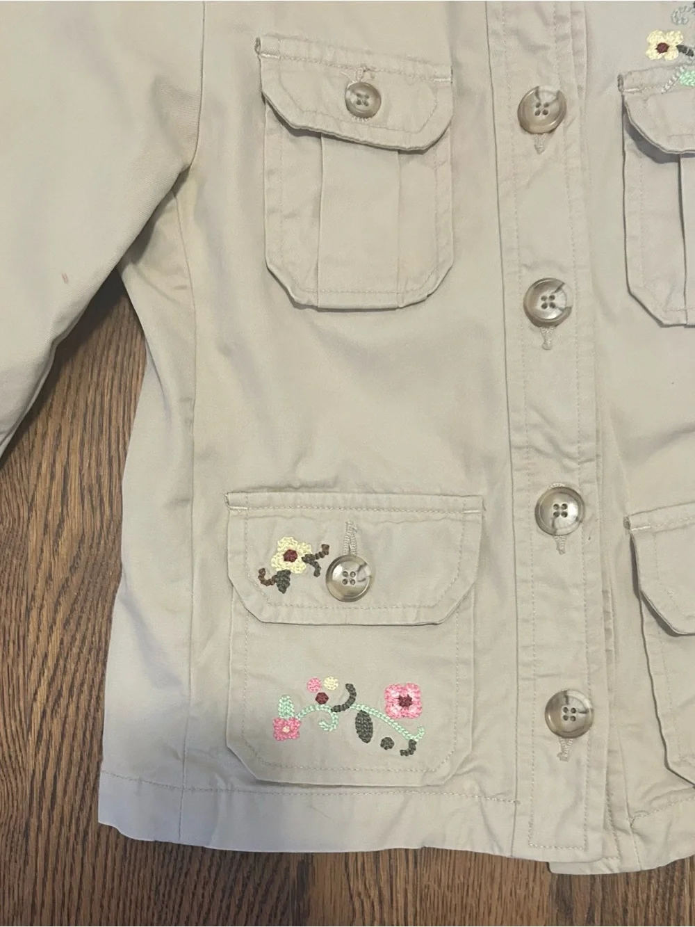 GAP Girls Cream Embroidered flowers  Pea Coat 249